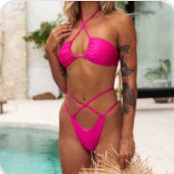 Hard Swimwear hot pink bikini size small (top+bottom) - Picture 2 of 3